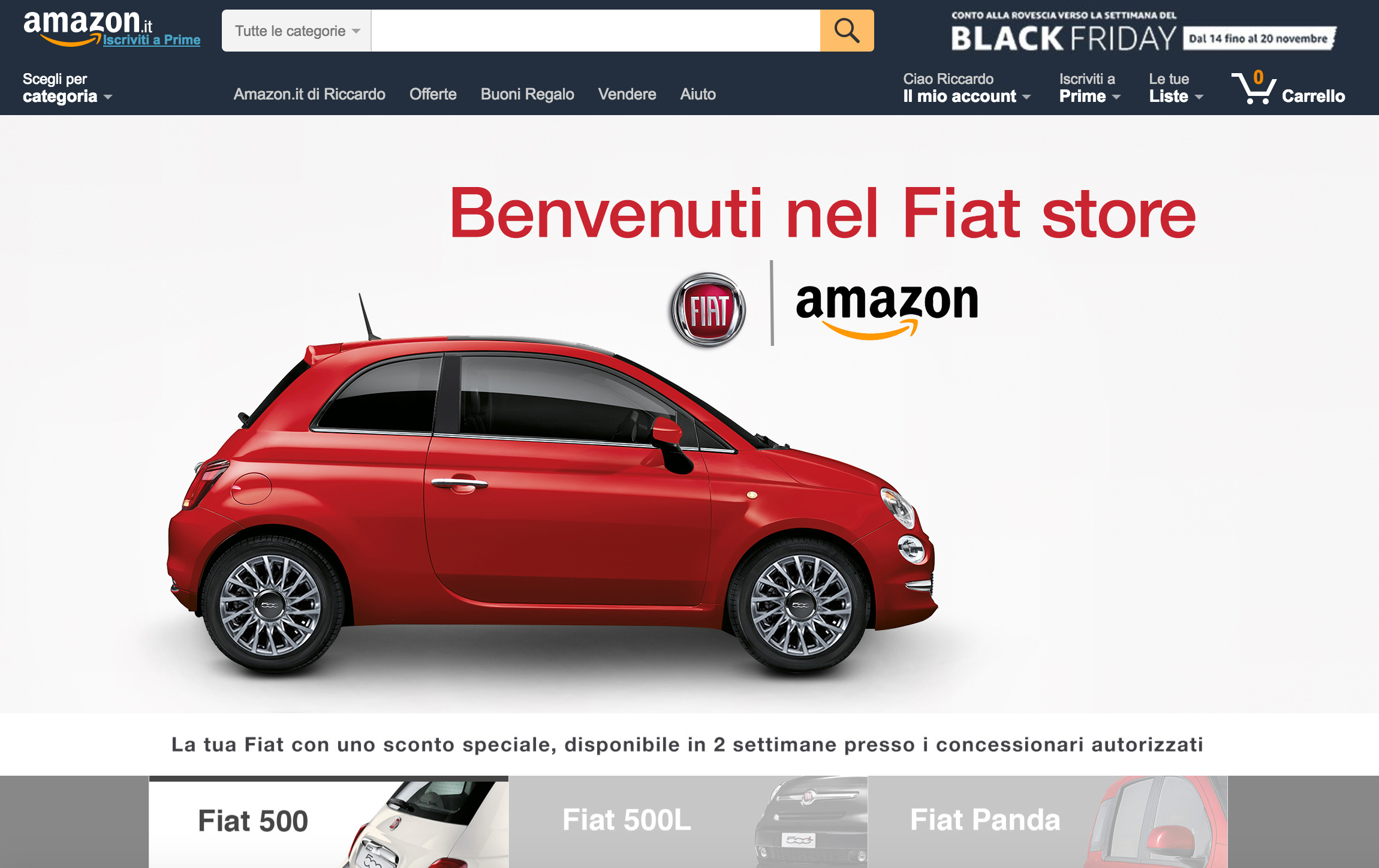 Fiat 500 e Panda in vendita su Amazon. E’ arrivata la fine delle concessionarie?